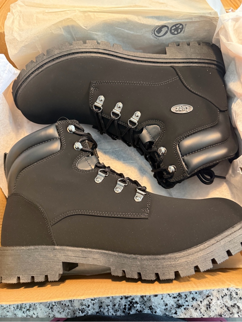 Lugz Men's Black Rugged Lace-Up Work Boots